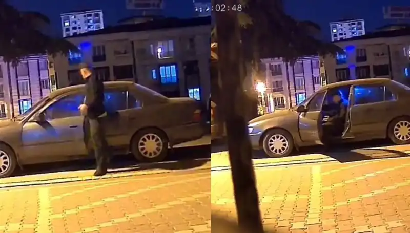 Park Halindeki Otomobili Hızla Çalan Hırsız, Güvenlik Kamerasında